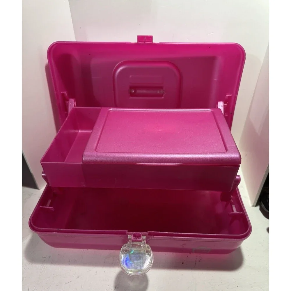 Caboodles Pink Cosmetic Organizer Makeup Craft Tote Organize Carry Case Vintage